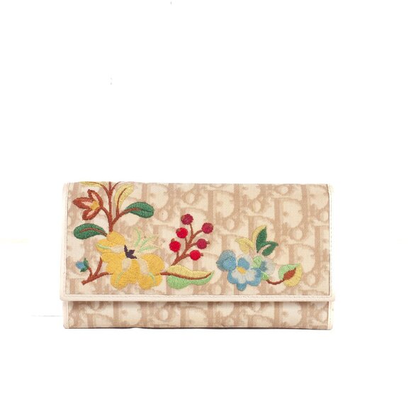 Authentic Dior Beige Floral Diorssima Wallet - Picture 1 of 11
